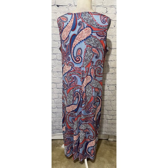 Ruby Rd Womens Asymmetrical Puff Paisley Midi Dress in Red & Blue Large - Picture 4 of 7